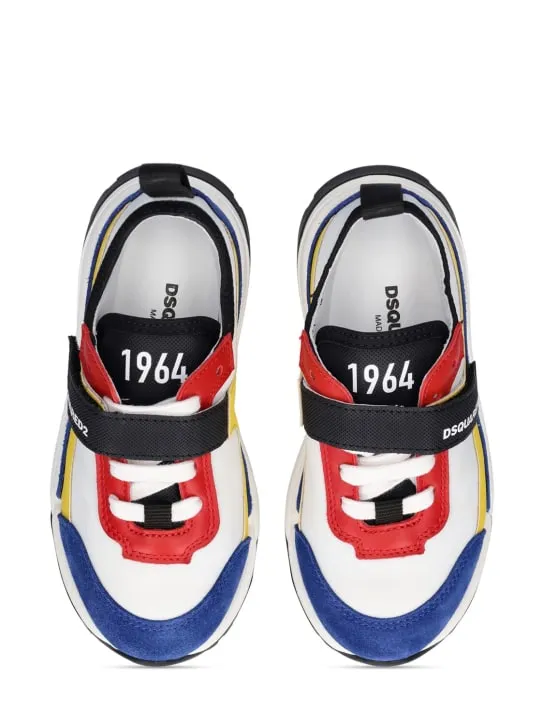 Dsquared2   Logo leather & tech strap sneakers 