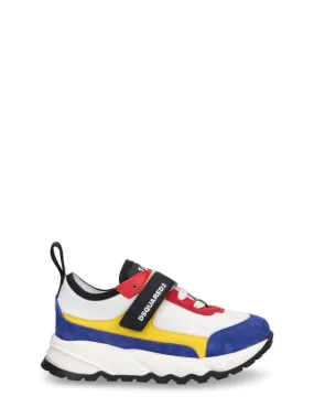 Dsquared2   Logo leather & tech strap sneakers 