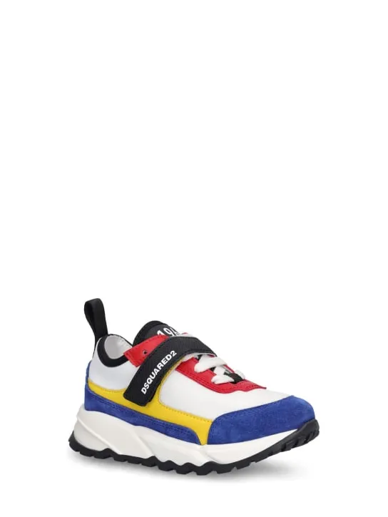 Dsquared2   Logo leather & tech strap sneakers 