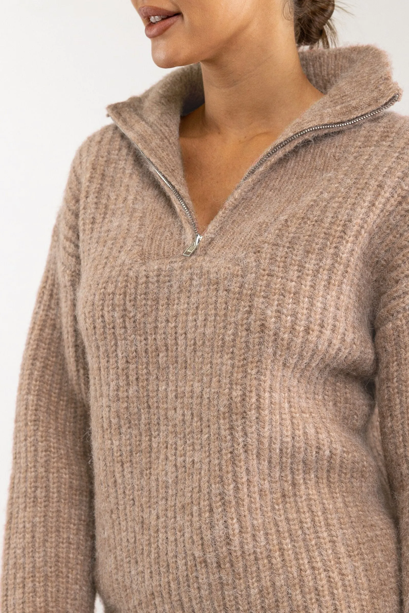 Dusk Half Zip Knit Jumper Burnt Ochre