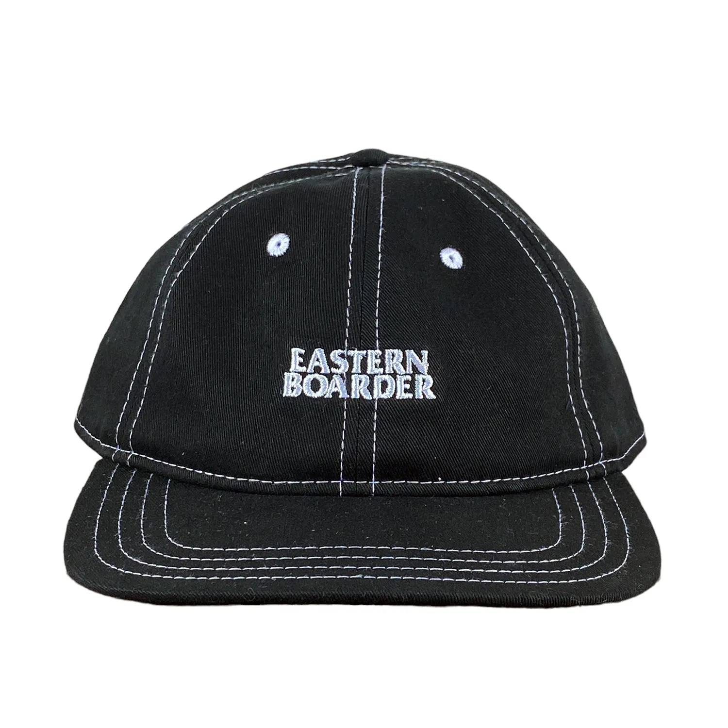 EasternBoarder Stacked Logo Hat Black/White Stitching