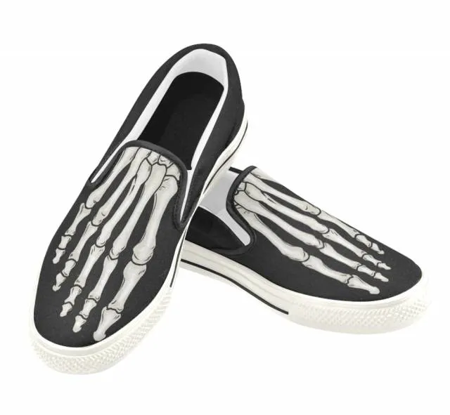 Elliz men's skeleton foot slip-on black gothic skater sneakers