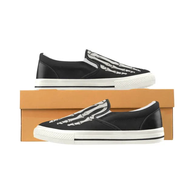 Elliz men's skeleton foot slip-on black gothic skater sneakers