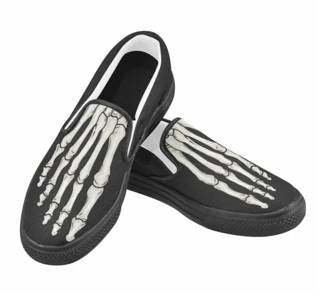 Elliz men's skeleton foot slip-on skater sneakers black soles