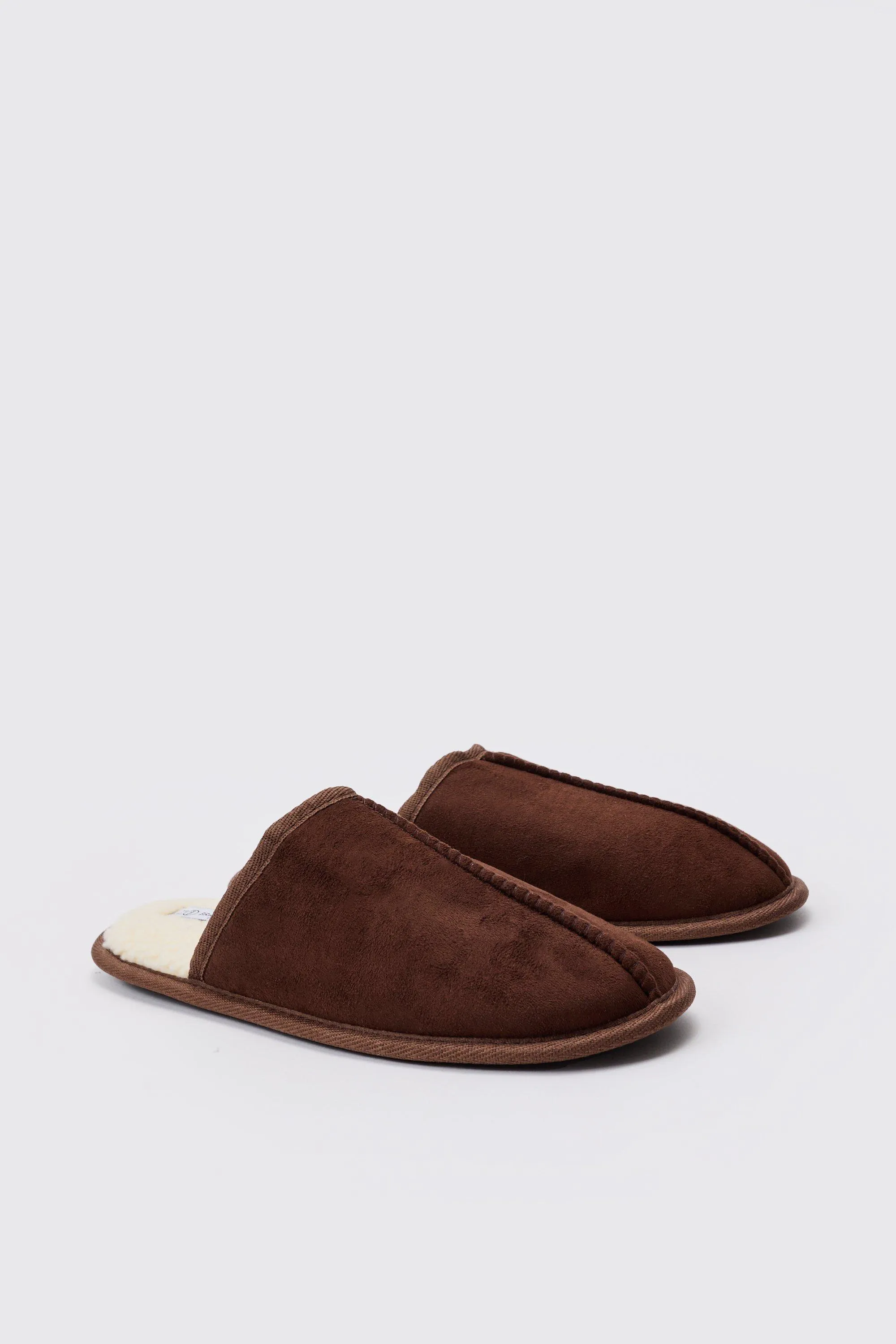 Faux Suede Slipper In Brown