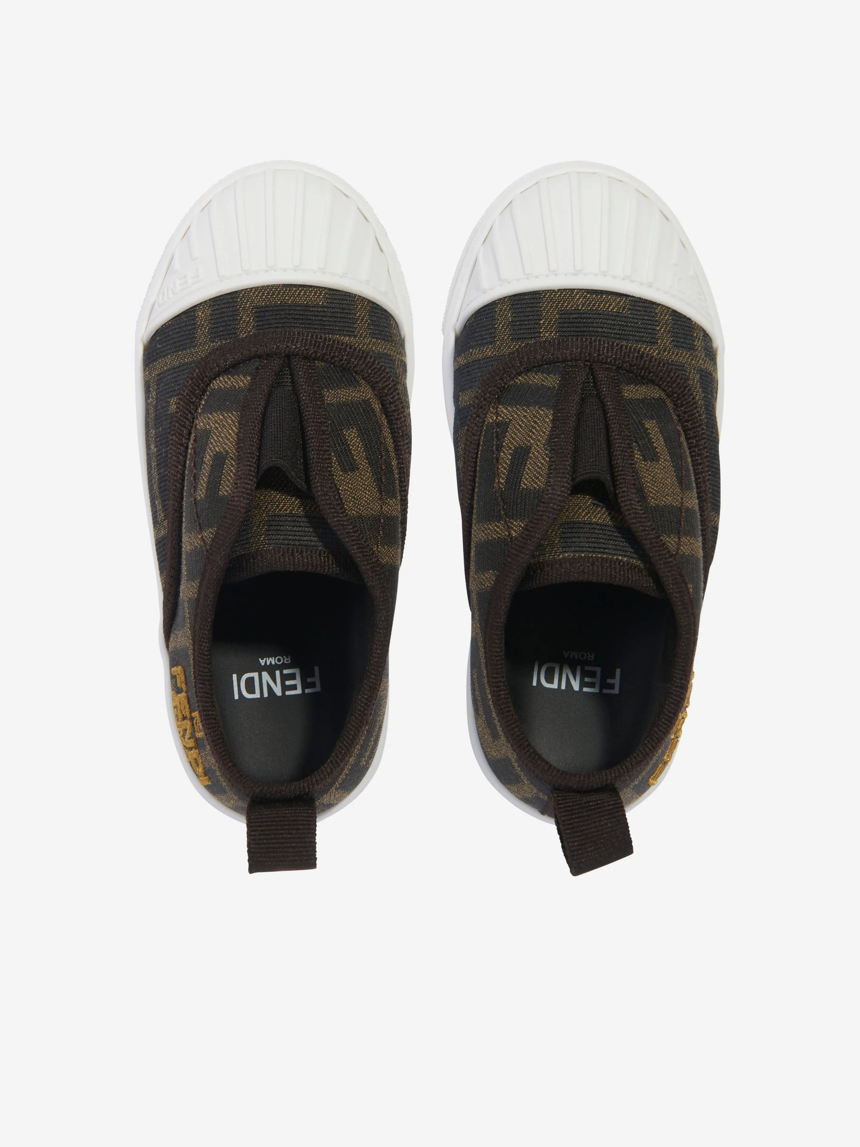 Fendi Kids FF Logo Trainers in Brown