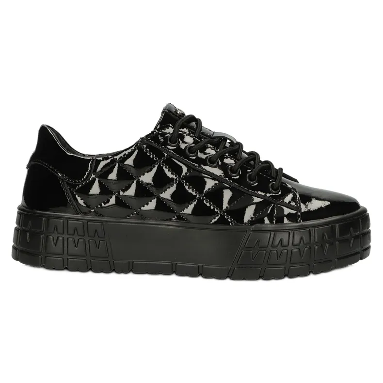 Filippo Quilted Stylish Leather Sneakers DP3932 / 22 BK black