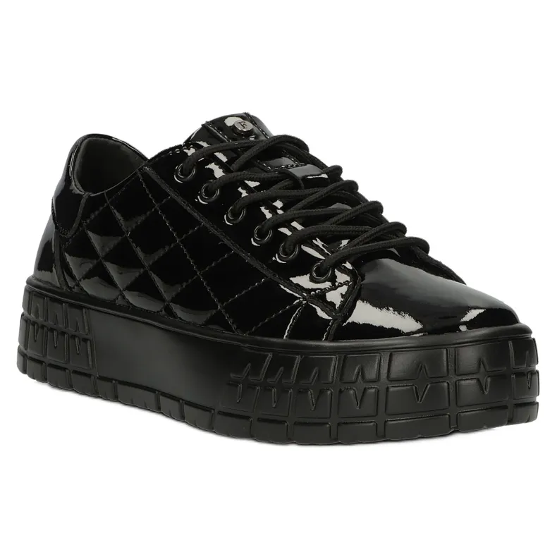 Filippo Quilted Stylish Leather Sneakers DP3932 / 22 BK black