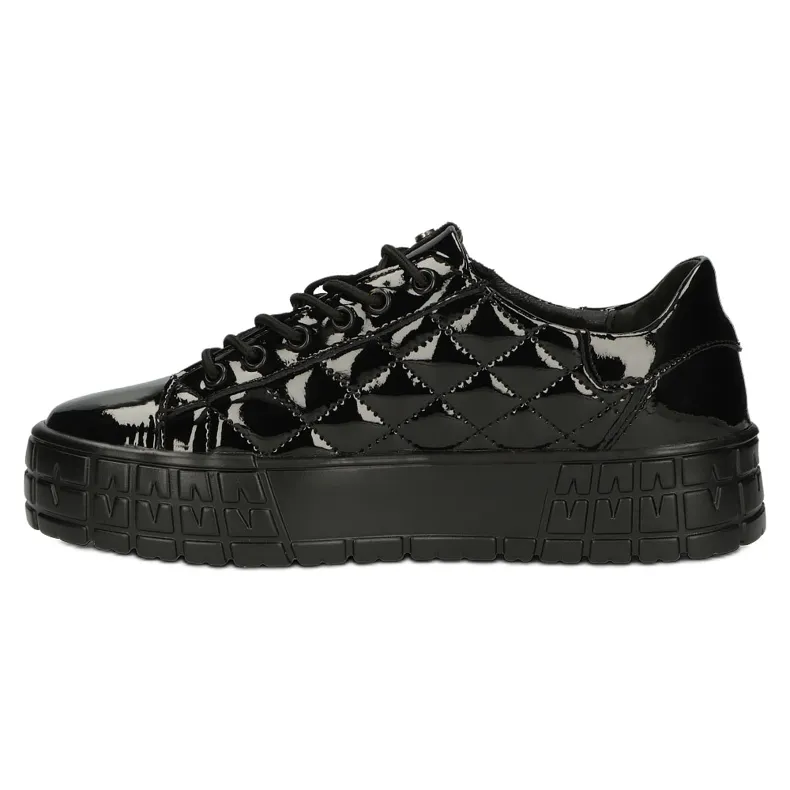 Filippo Quilted Stylish Leather Sneakers DP3932 / 22 BK black