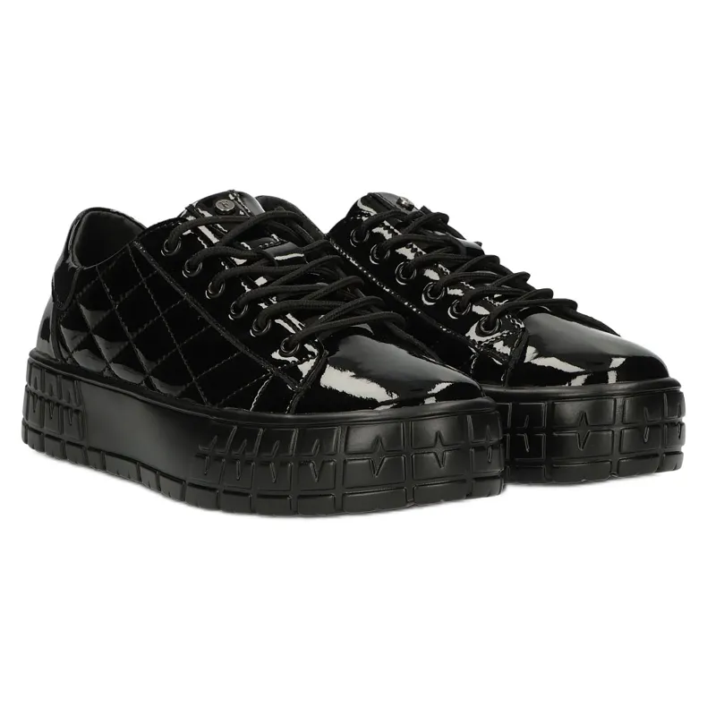 Filippo Quilted Stylish Leather Sneakers DP3932 / 22 BK black