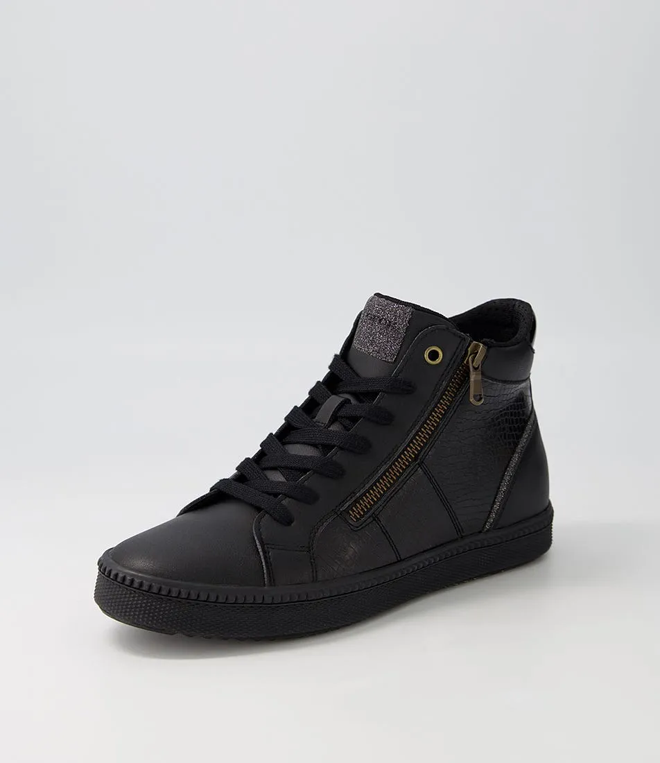 GEOX D Blomiee B Black Leather Sneakers