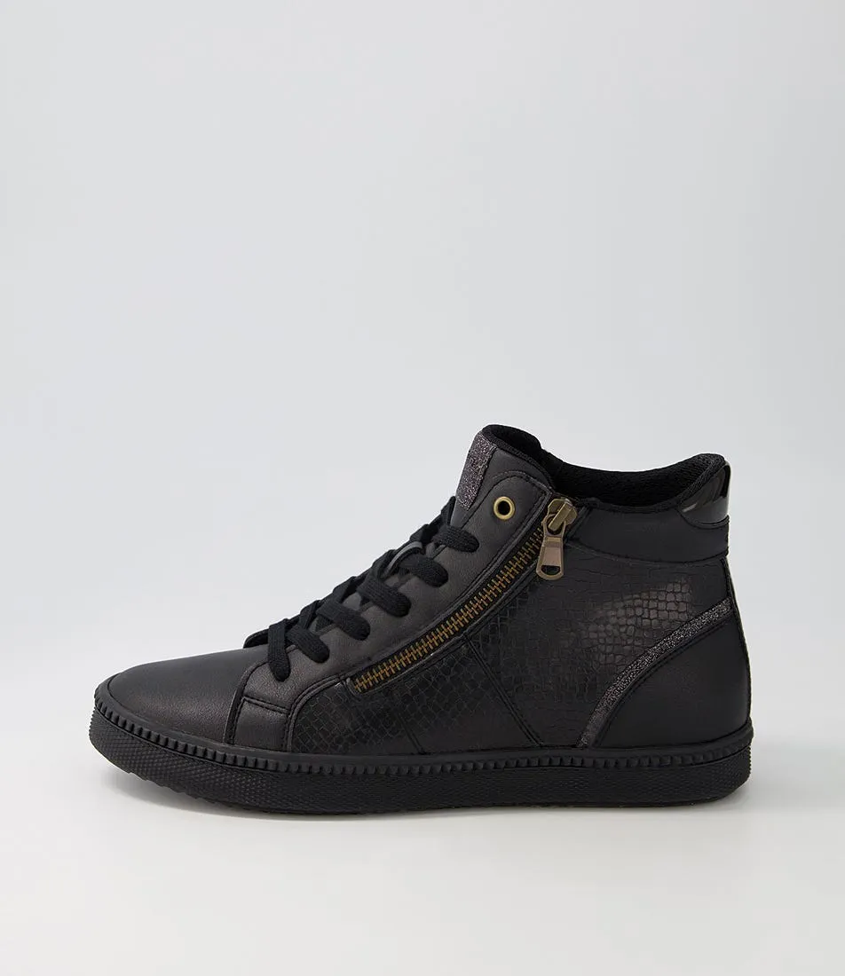 GEOX D Blomiee B Black Leather Sneakers