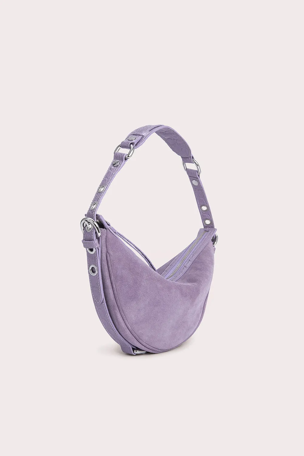 --Gib purple haze croco and suede leather bag-