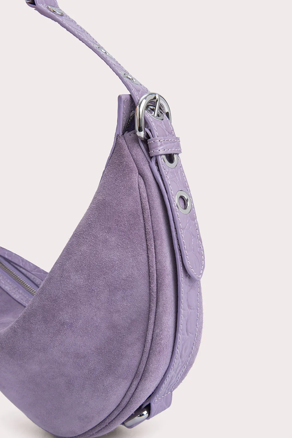 --Gib purple haze croco and suede leather bag-