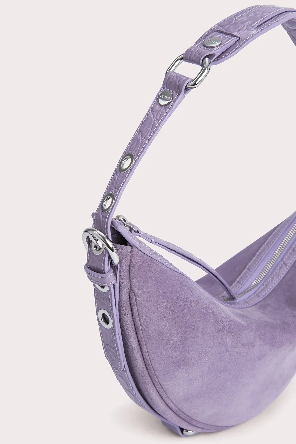 --Gib purple haze croco and suede leather bag-