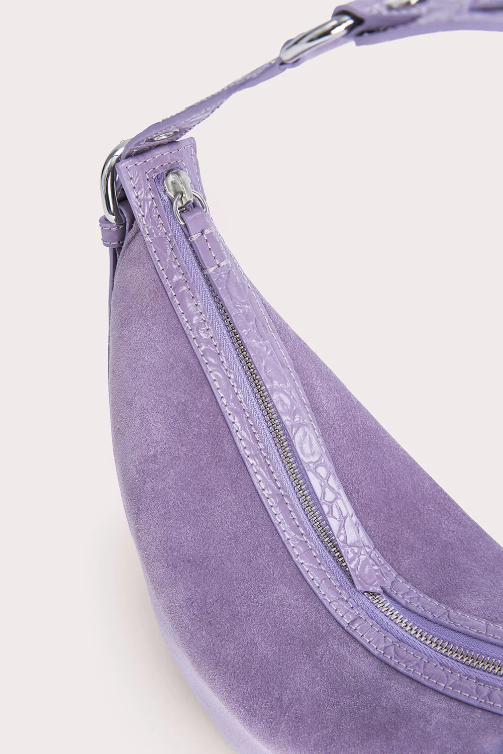 --Gib purple haze croco and suede leather bag-