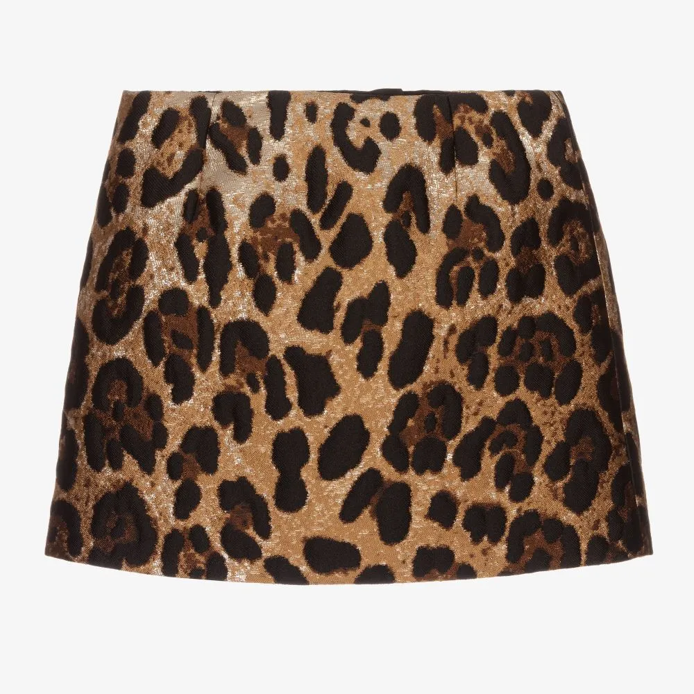 Girls Leopard Jacquard Skirt