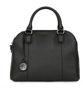 Handbag with 2 handles in black cowhide leather 463793