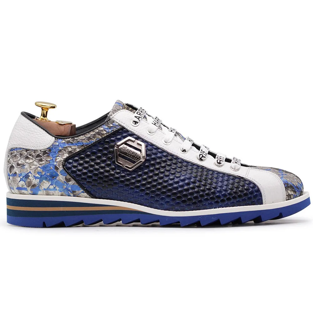 Harris Firenze 1913 Bubble Print Leather Sneakers Blue