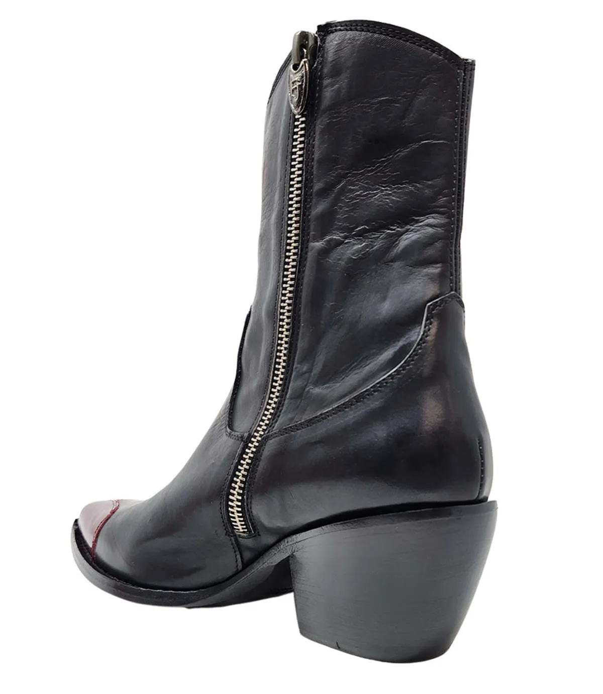 Heart Toe Ankle Boot - Black/Red