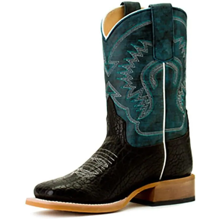 Horse Power Kid's Black Bullhide with Aqua Monet Boot