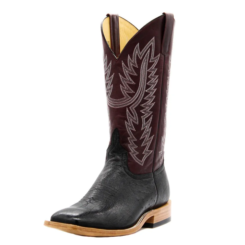 HorsePower Top Hand Black Smooth Ostrich Men's Boot