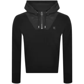 HUGO Sibro Half Zip Hooded Knit Jumper Black