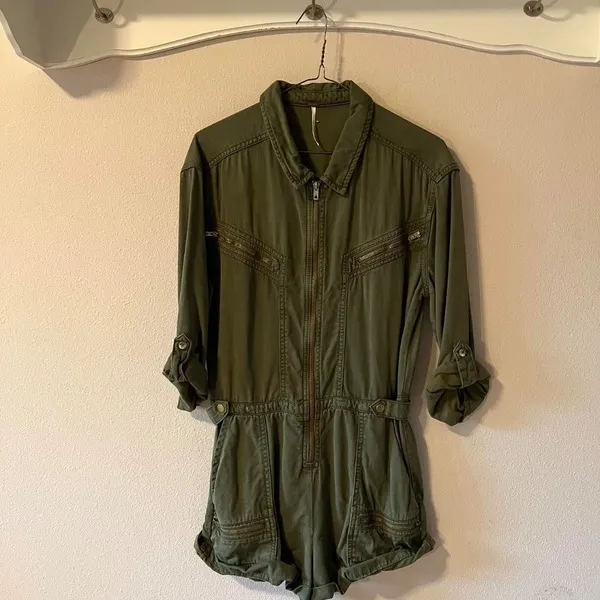 Isla Romper - Olive Twill