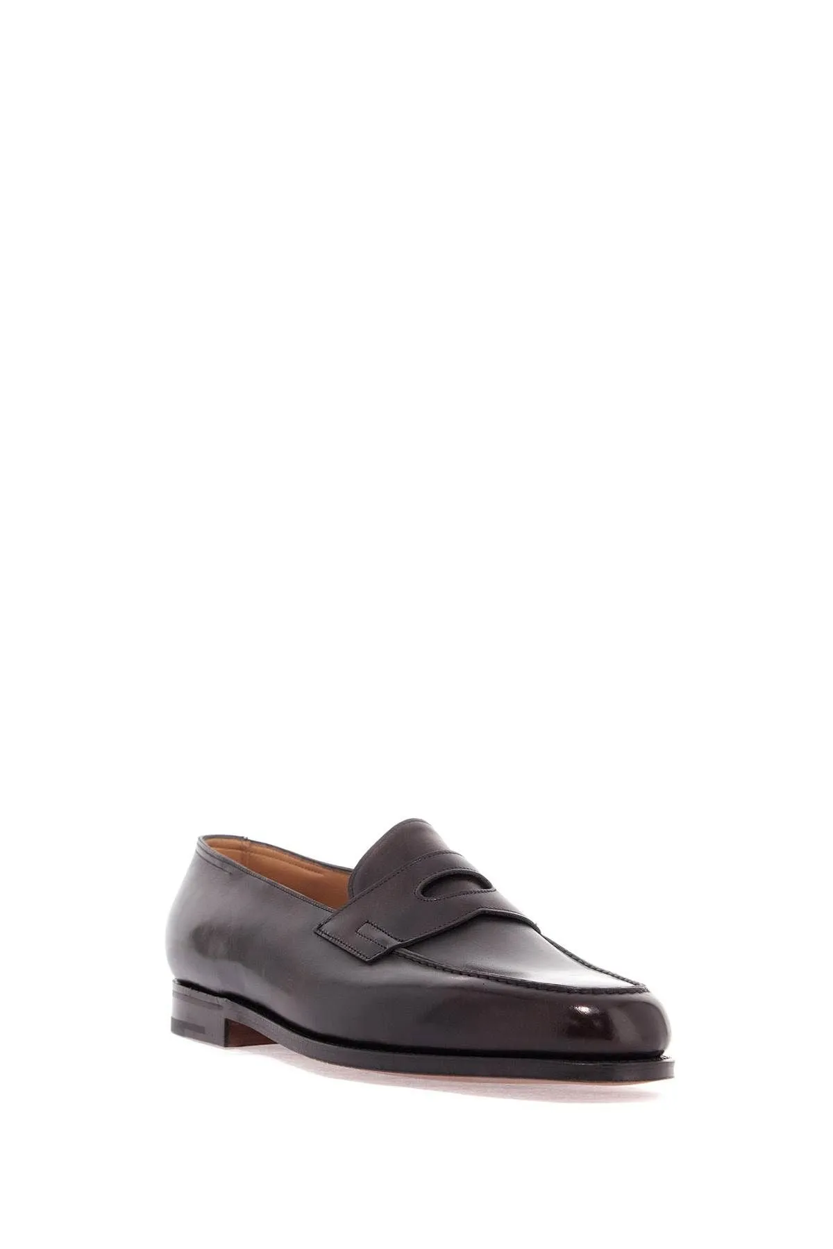 John Lobb Dark Brown Leather Oxford Shoes With Tapered Design