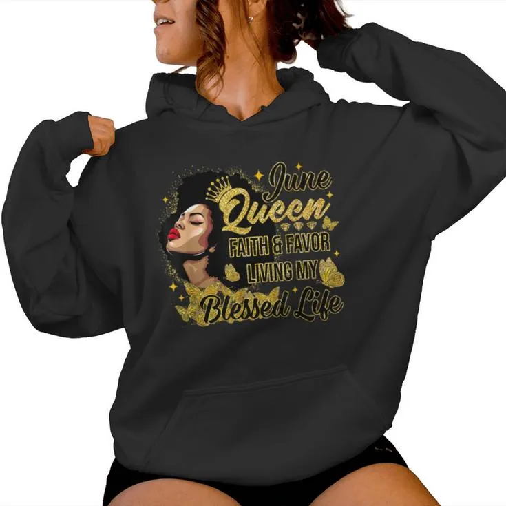 June Queen African American Black Woman Birthday Queen Women Hoodie