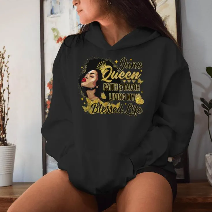 June Queen African American Black Woman Birthday Queen Women Hoodie