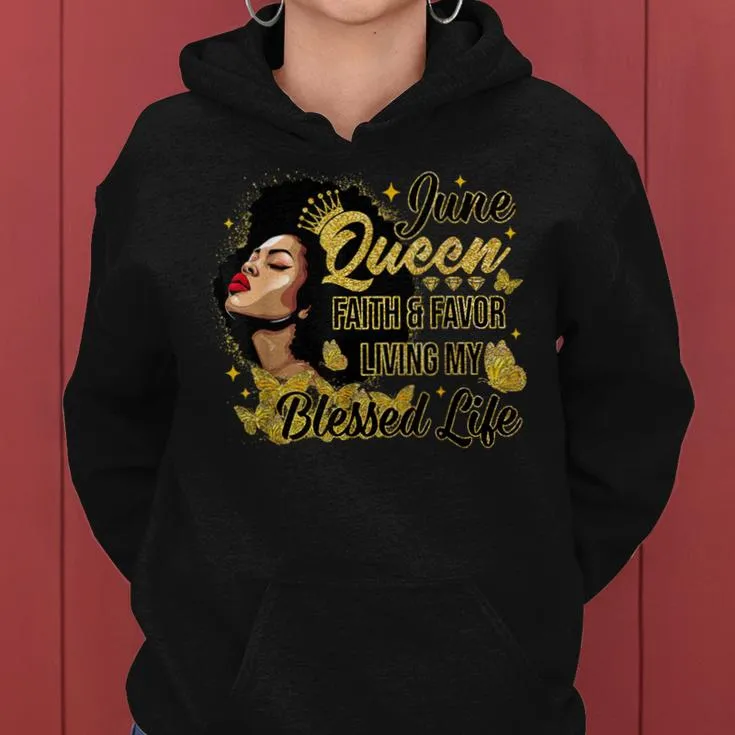 June Queen African American Black Woman Birthday Queen Women Hoodie