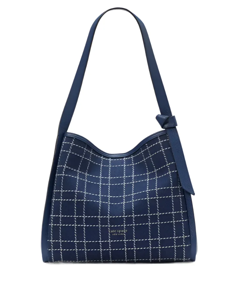 Kate Spade Knott Denim Check Large Shoulder Handbag