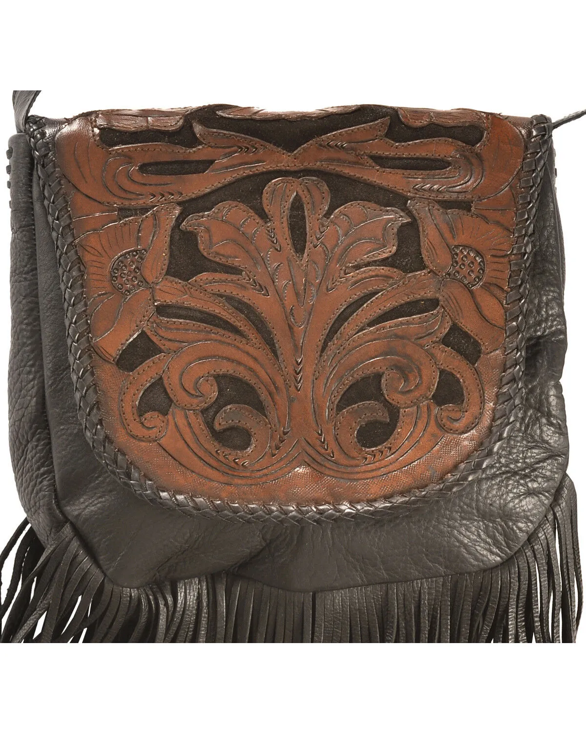 Kobler Leather Black Hand-Tooled Antique Finish Bag