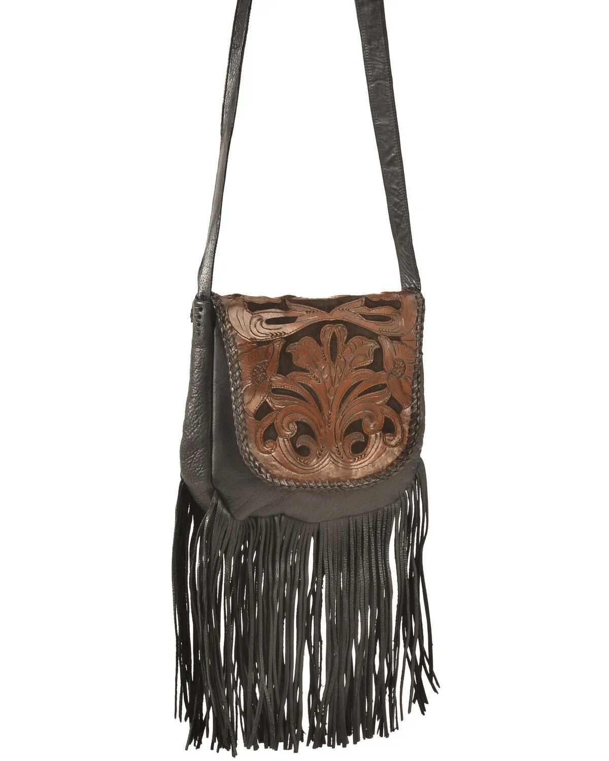 Kobler Leather Black Hand-Tooled Antique Finish Bag