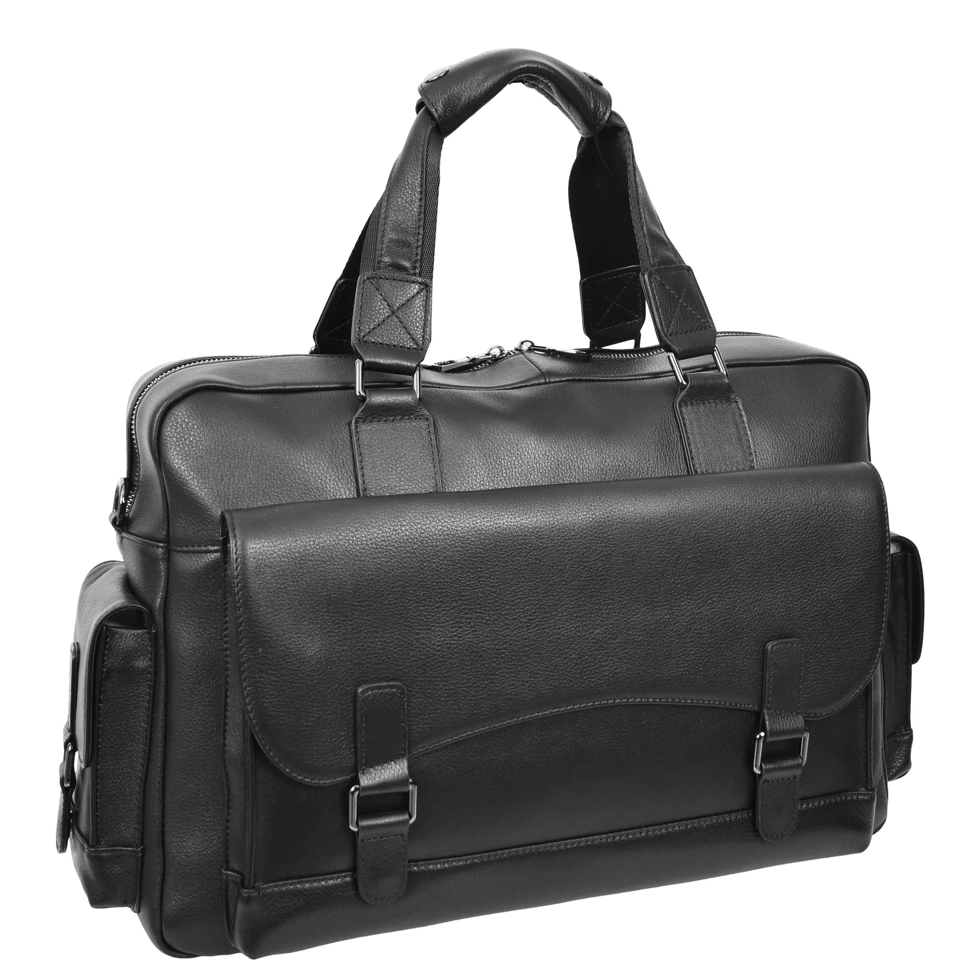 Leather Holdall Mid Size Weekend Bag Kensington Black