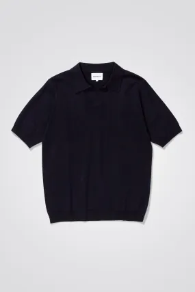 LEIF COTTON LINEN POLO - DARK NAVY