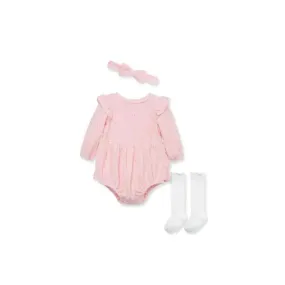 Little Me - Shine Romper Set Romper/Socks, Pink