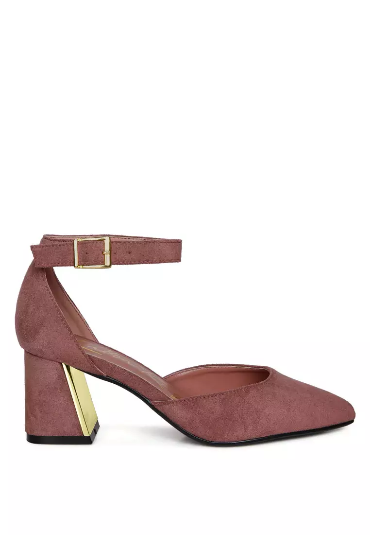 London Rag Blush Metallic Accent Angle Heeled Sandals