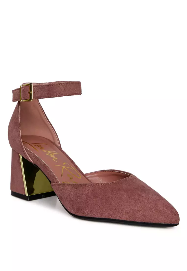 London Rag Blush Metallic Accent Angle Heeled Sandals