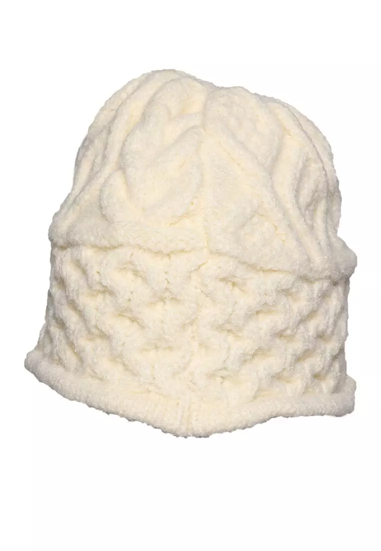 London Rag Knit Bucket Hat In White