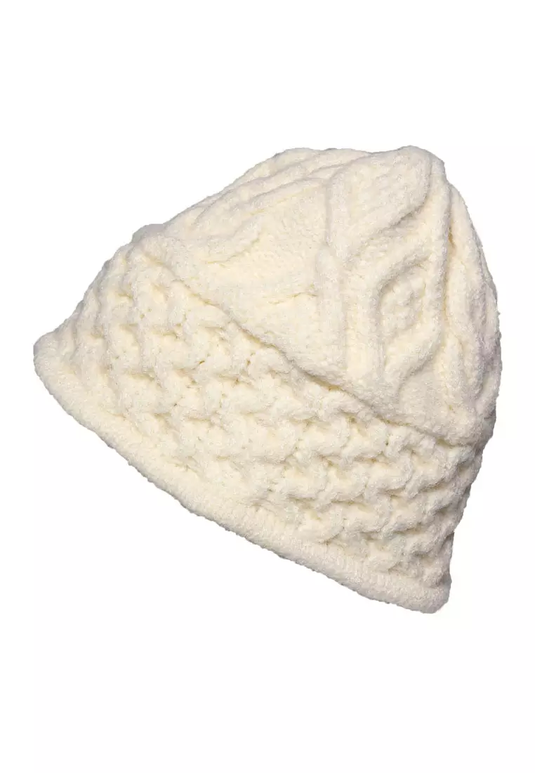 London Rag Knit Bucket Hat In White