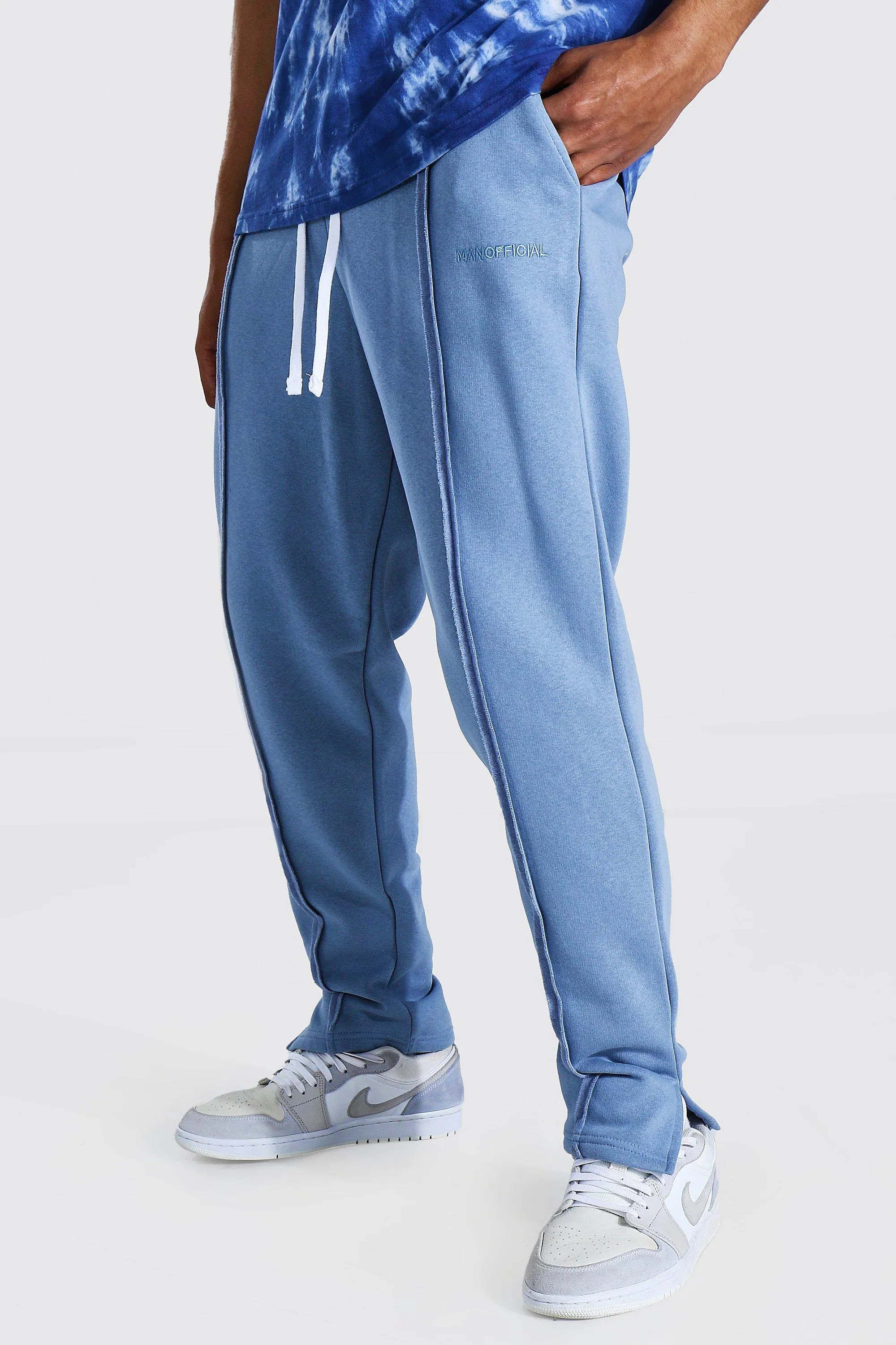 Loose Fit Man Official Split Hem Joggers | boohooMAN UK