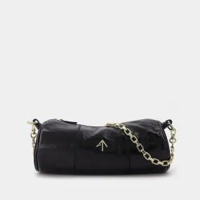 Manu Atelier  Cylinder Bag in Black Leather