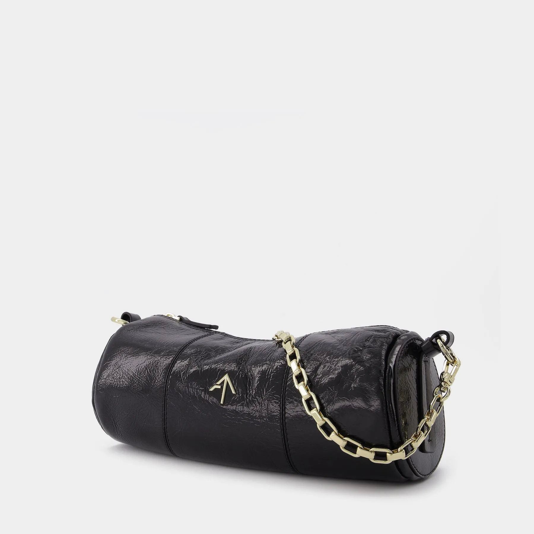 Manu Atelier  Cylinder Bag in Black Leather