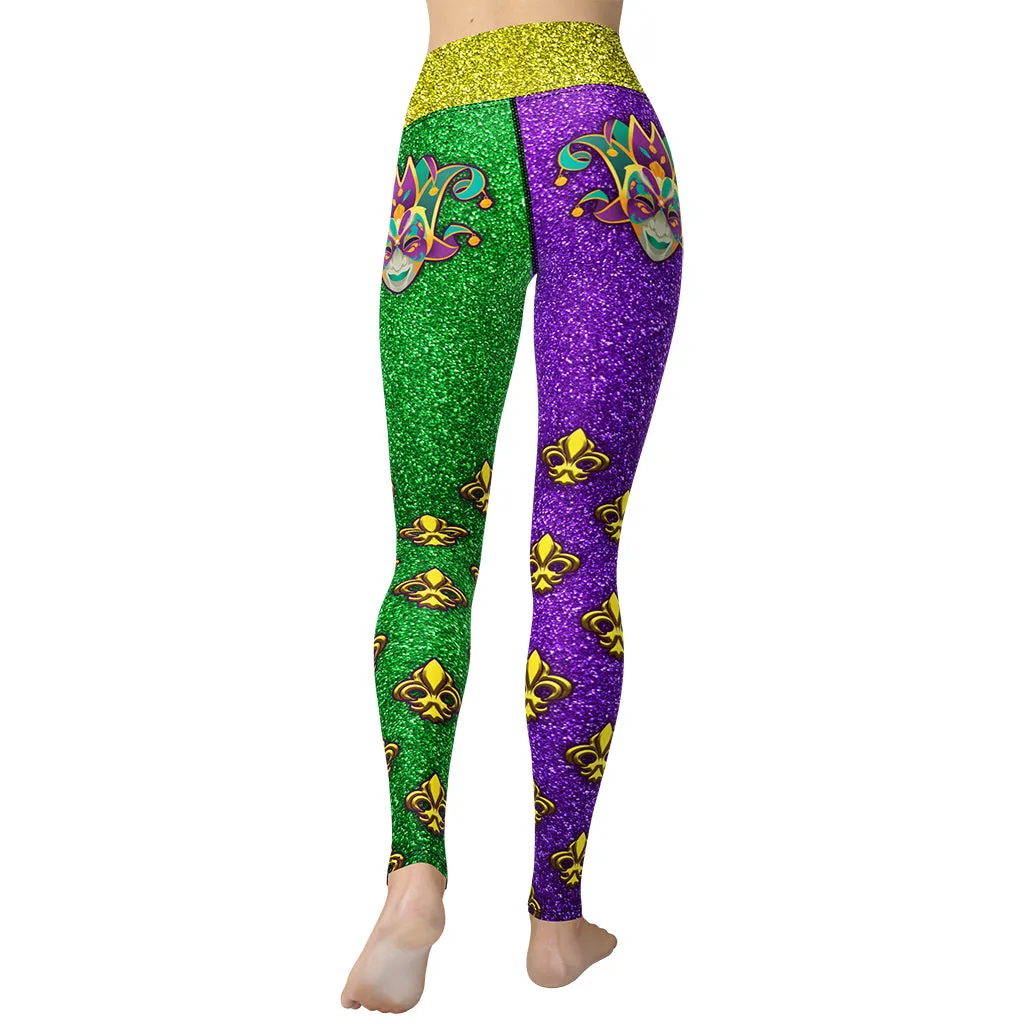 Mardi Gras Mask Yoga Leggings