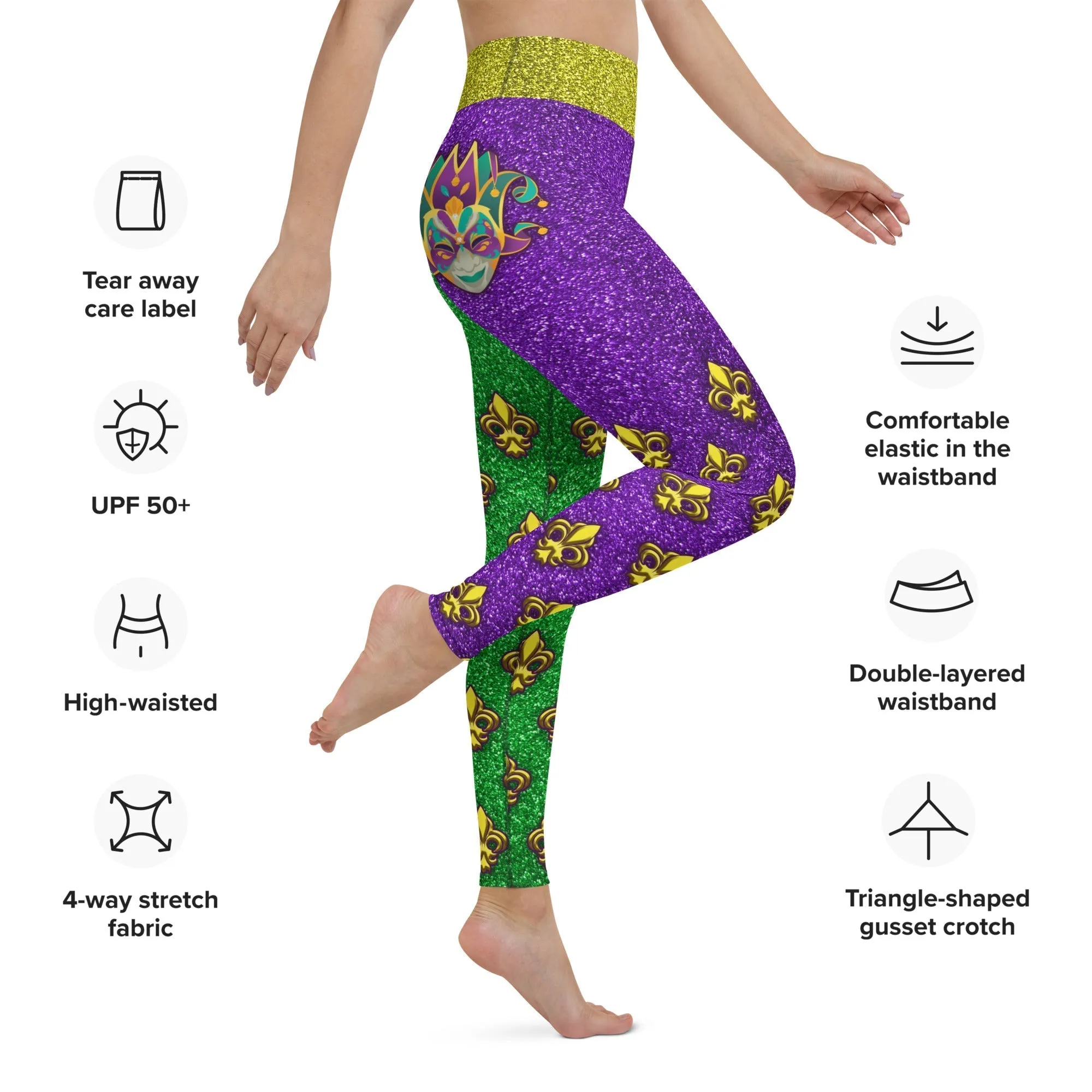 Mardi Gras Mask Yoga Leggings