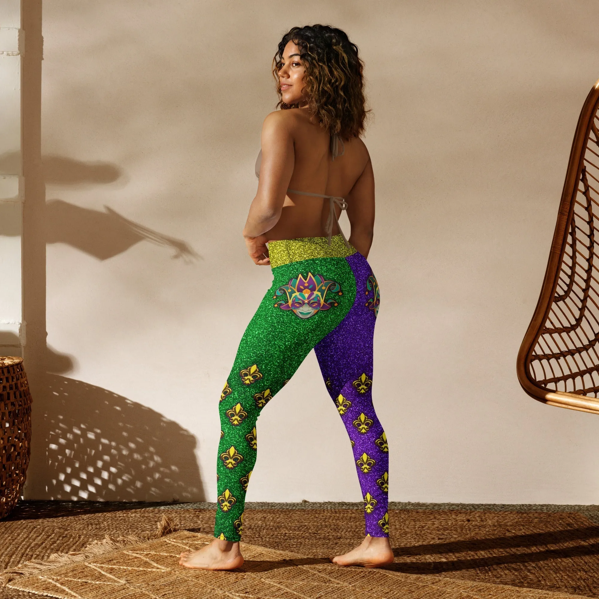 Mardi Gras Mask Yoga Leggings