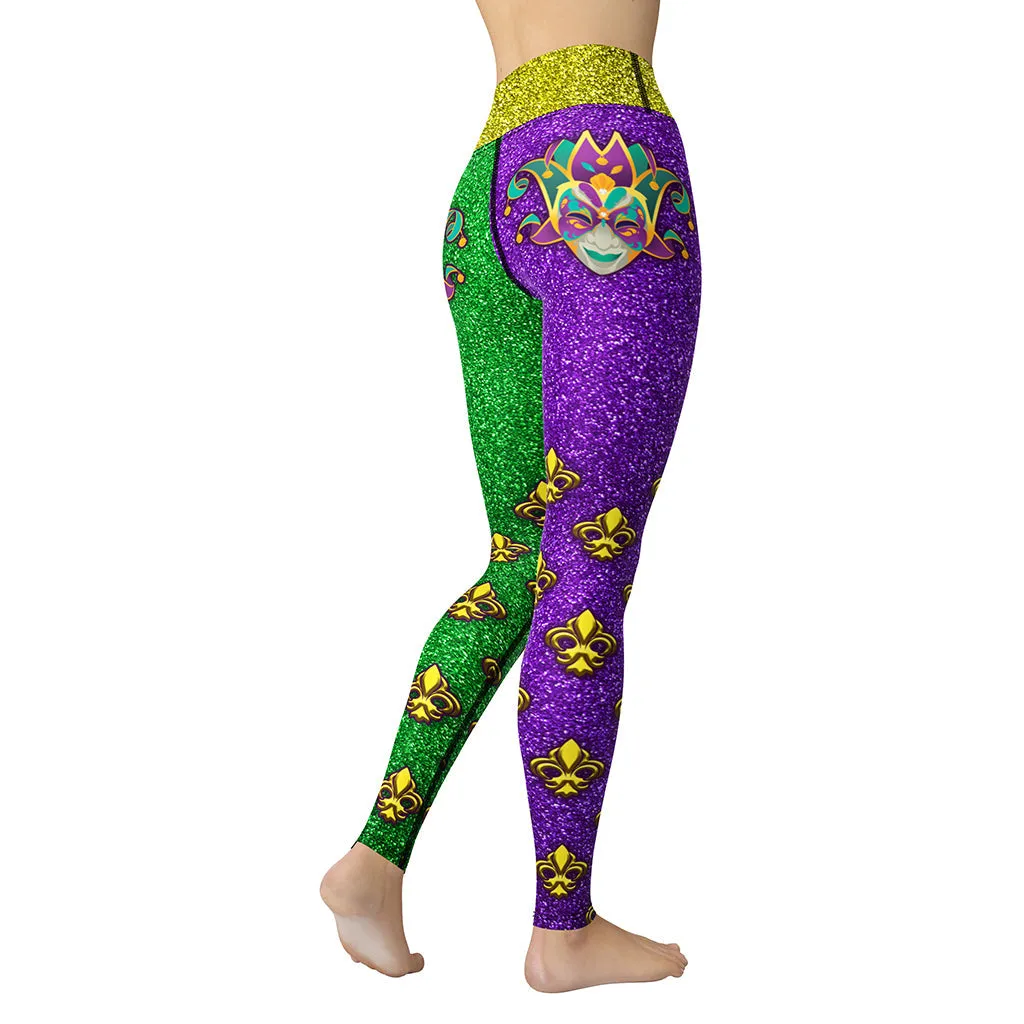 Mardi Gras Mask Yoga Leggings