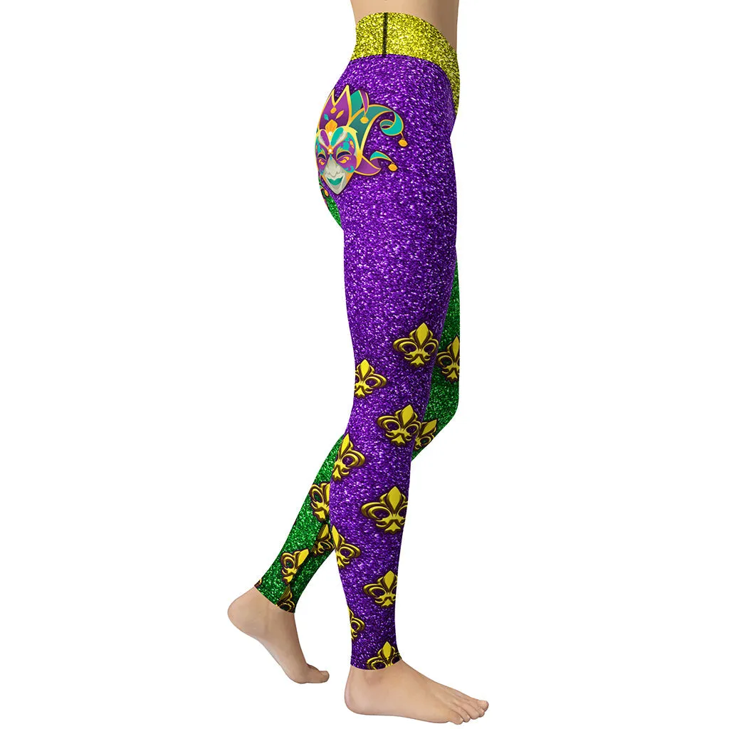 Mardi Gras Mask Yoga Leggings